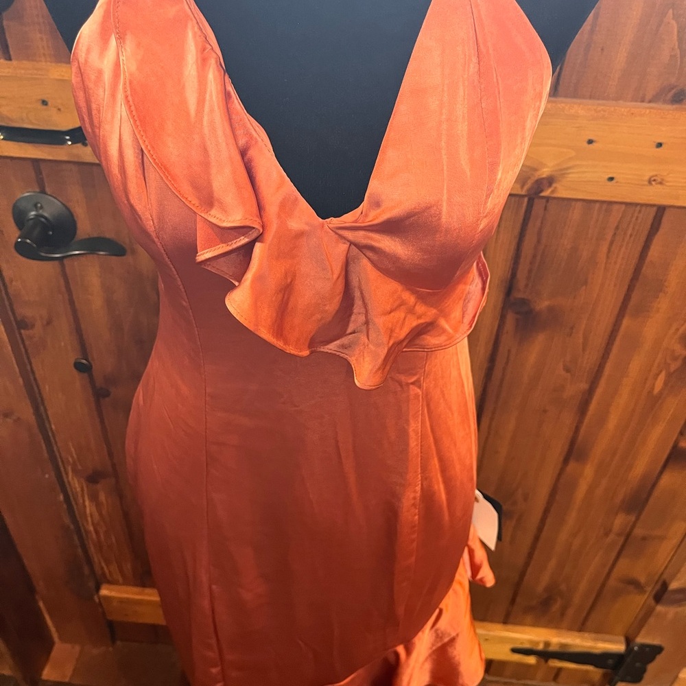 Lulu’s Small burnt peachy orange soft silky formal 2015 - Picture 9 of 12